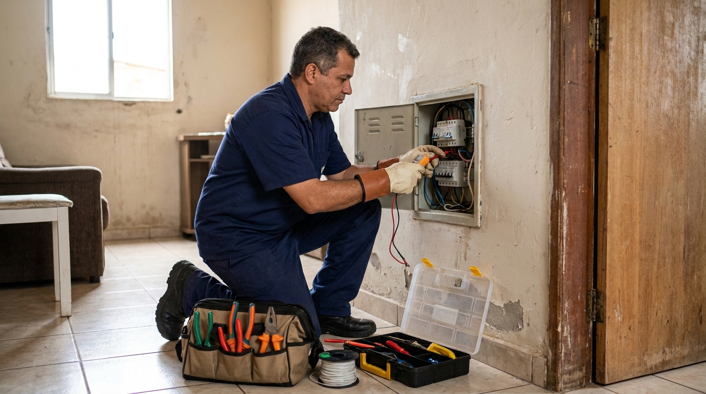Eletricista com ferramentas em Uberaba‑MG