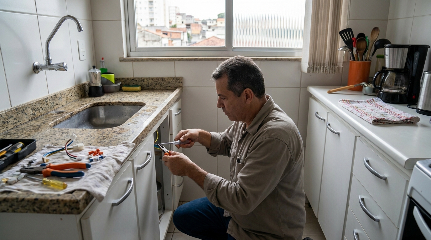 Eletricista instalando torneira eletrica em Uberaba‑MG