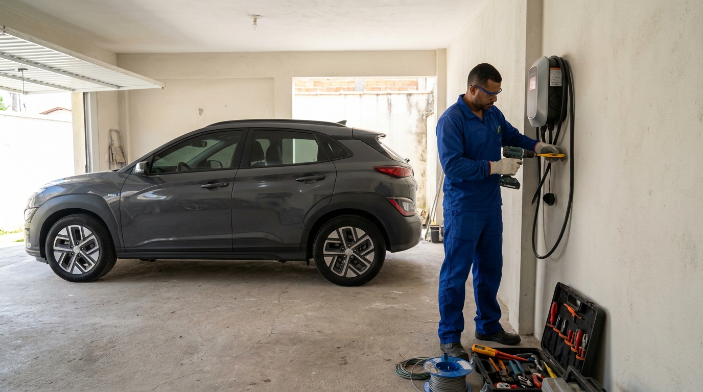 Instalacao de carregador de carro eletrico em Uberaba‑MG