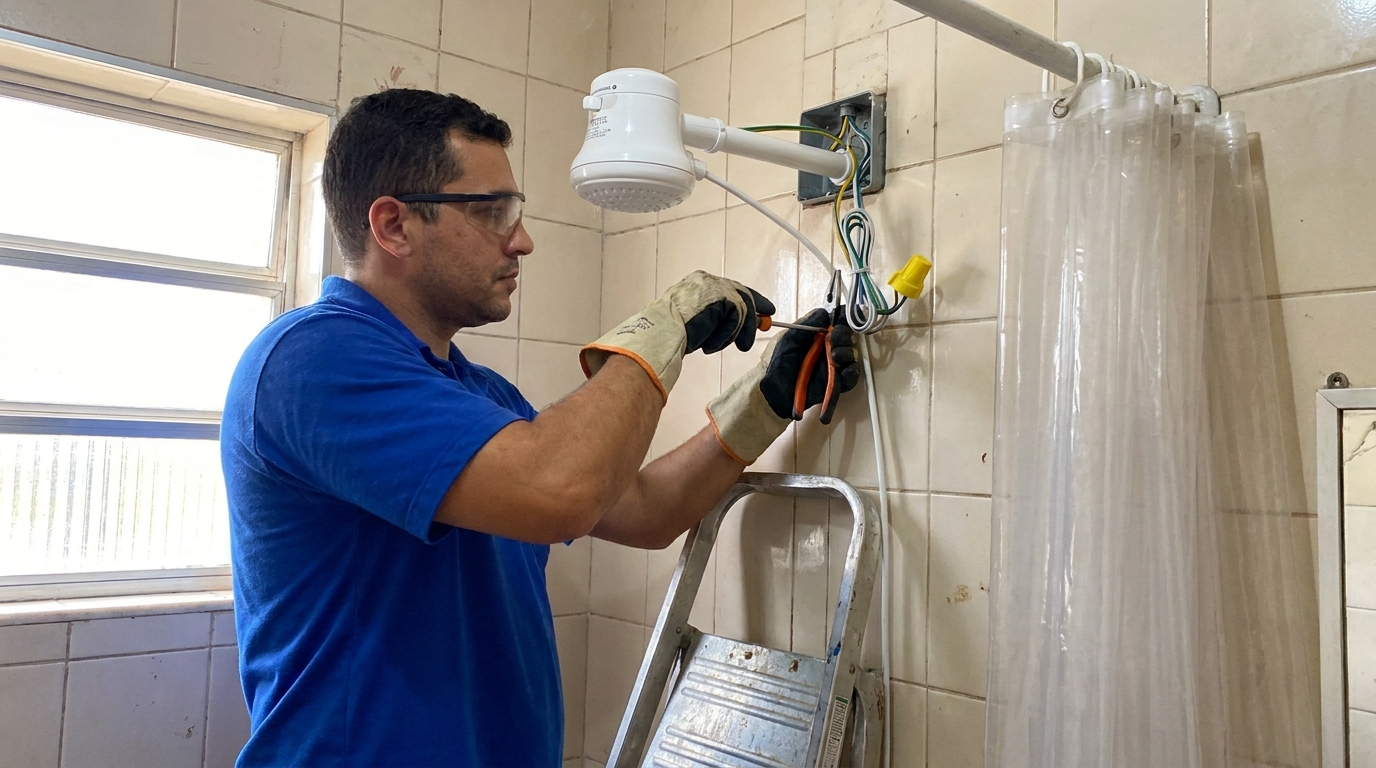 Instalacao de chuveiro eletrico residencial em Uberaba‑MG
