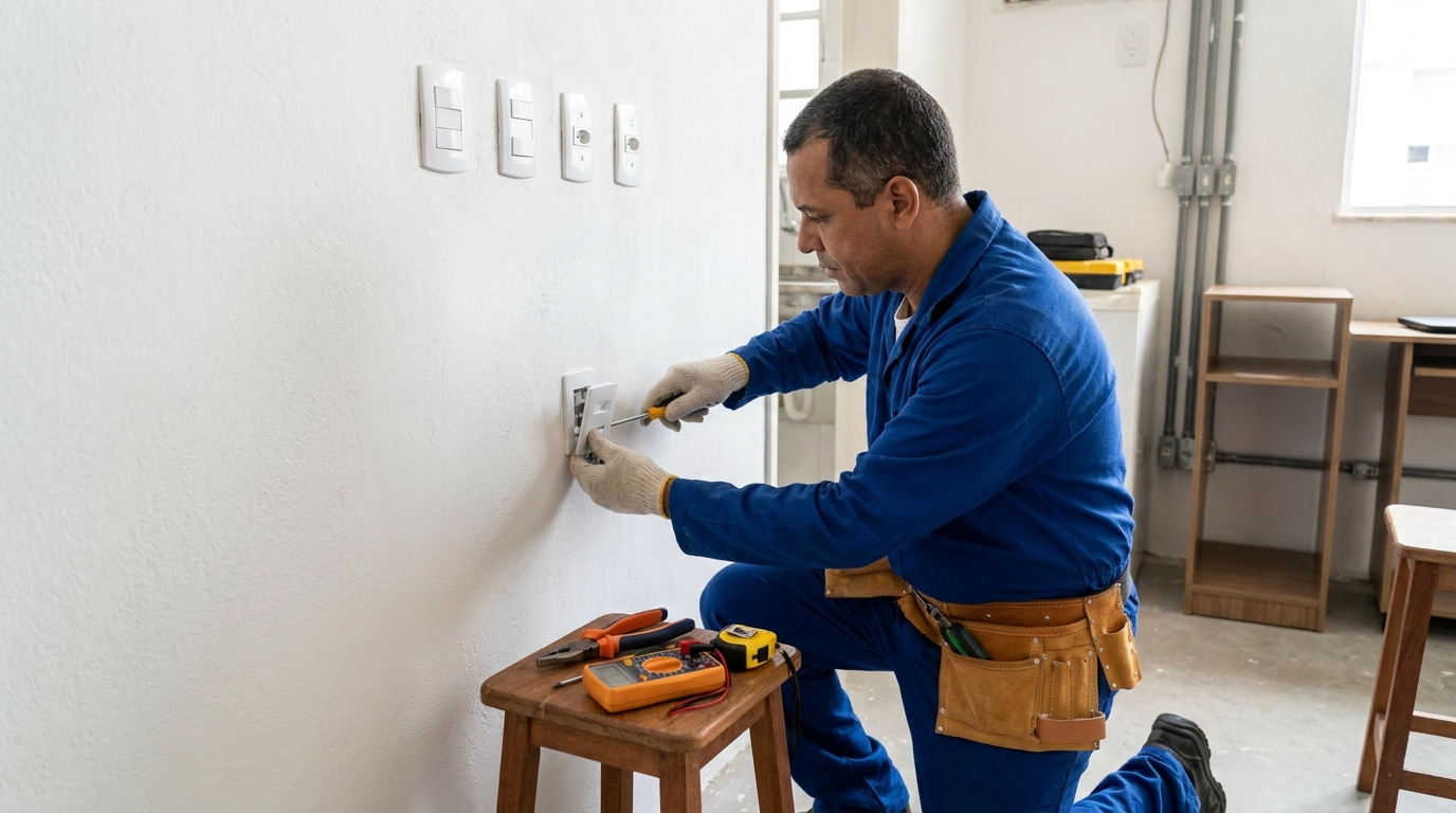 Instalacao de tomada e interruptor profissional em Uberaba‑MG