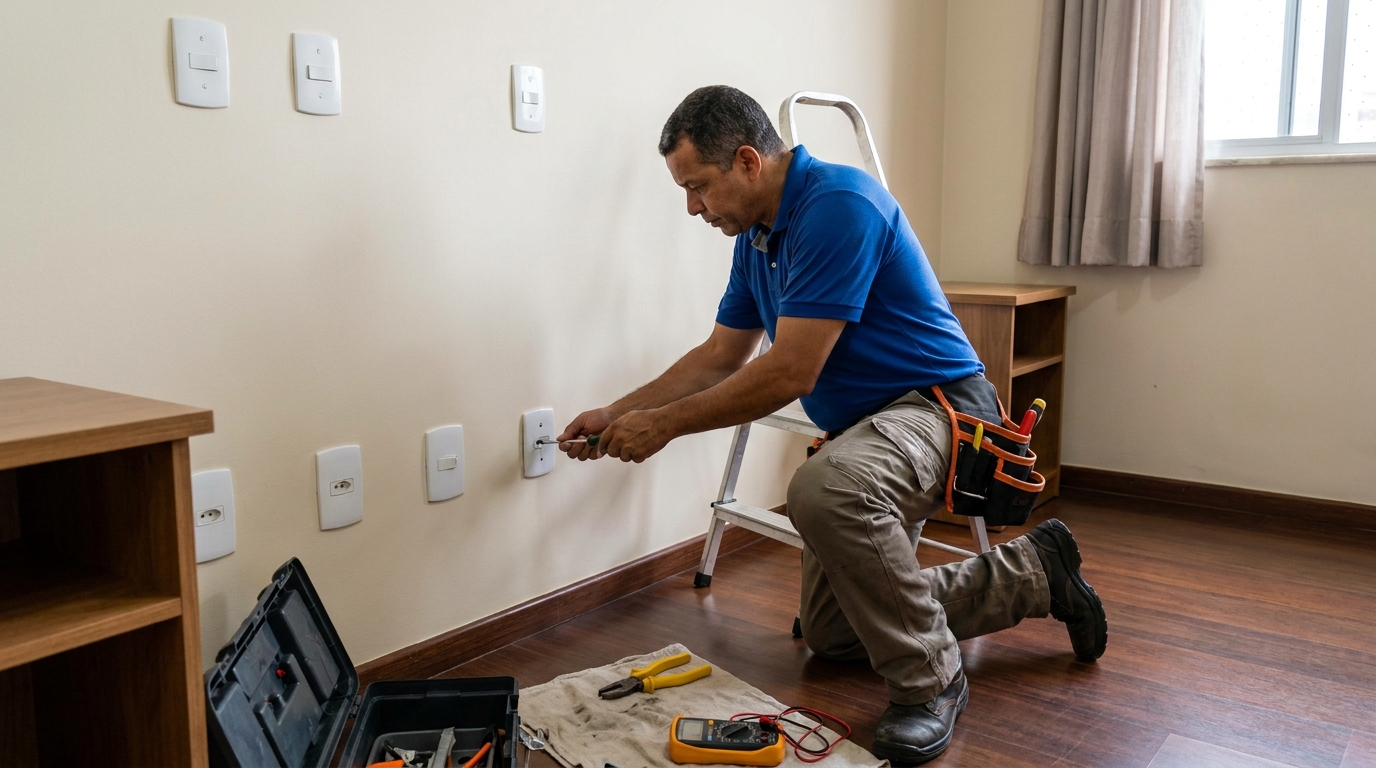 Instalacao de tomada e interruptor residencial em Uberaba‑MG