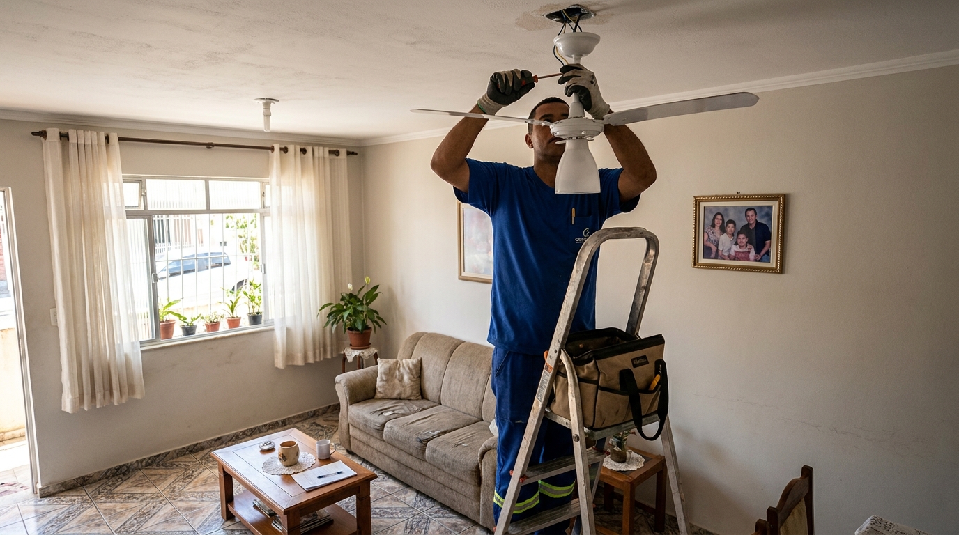 Instalacao de ventilador de teto residencial em Uberaba‑MG