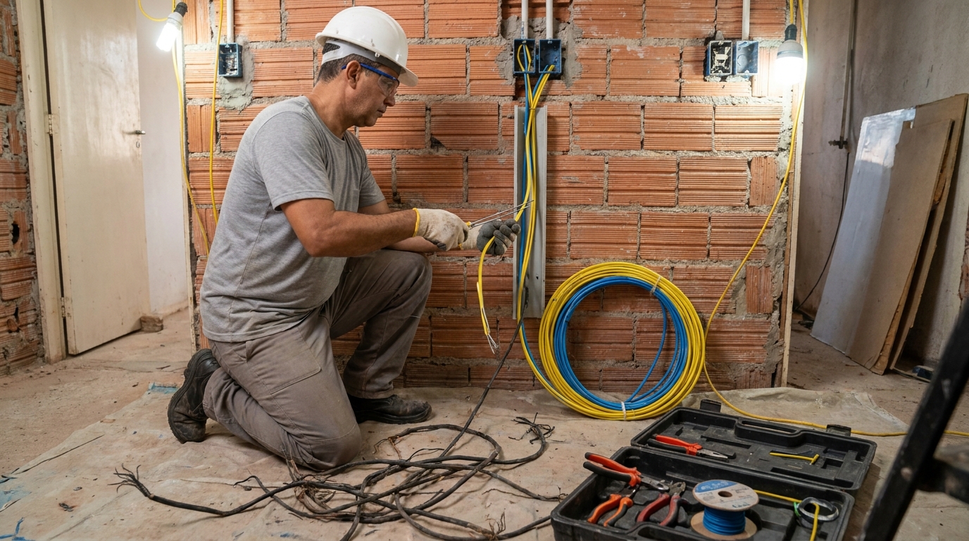 Troca de fiacao eletrica residencial em Uberaba‑MG